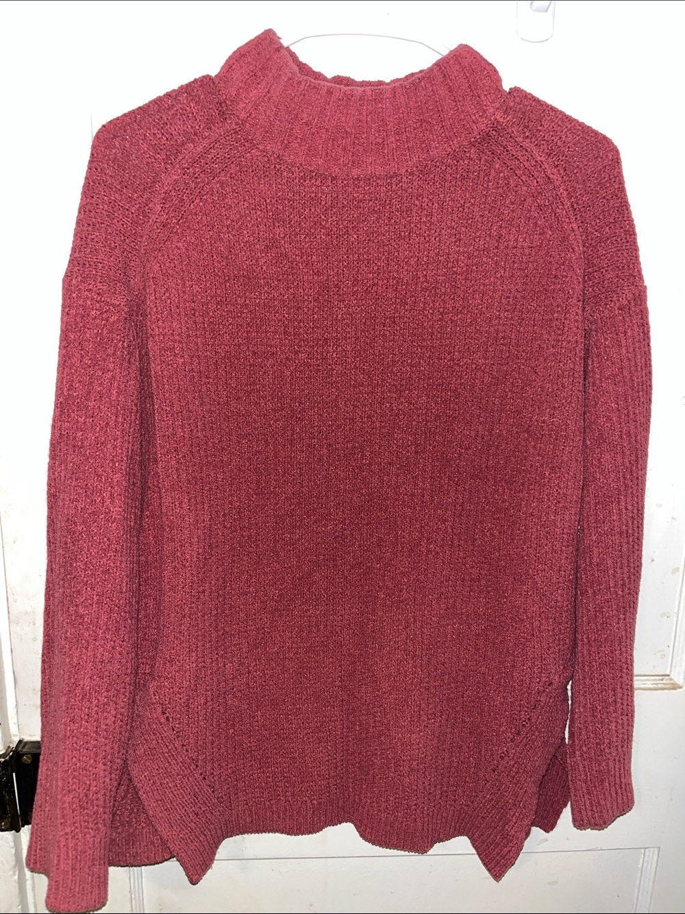 a new day Ribbed Mock Neck Sweater in Wine Red
